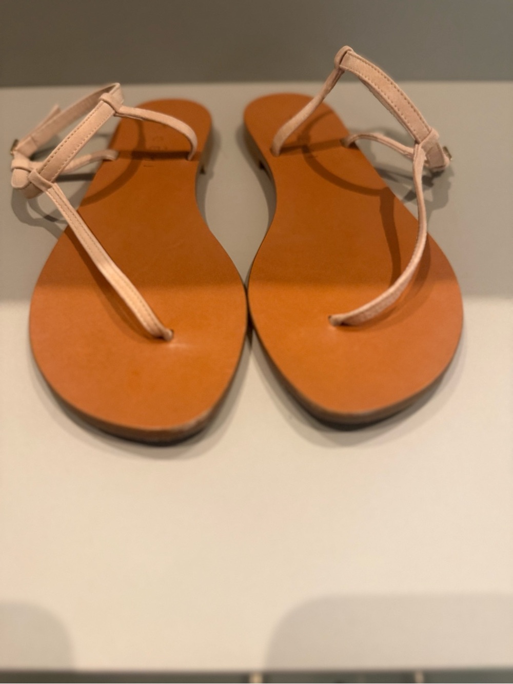 M. Gemi Blush Leather T‑Strap Sandals - Picture 5 of 5